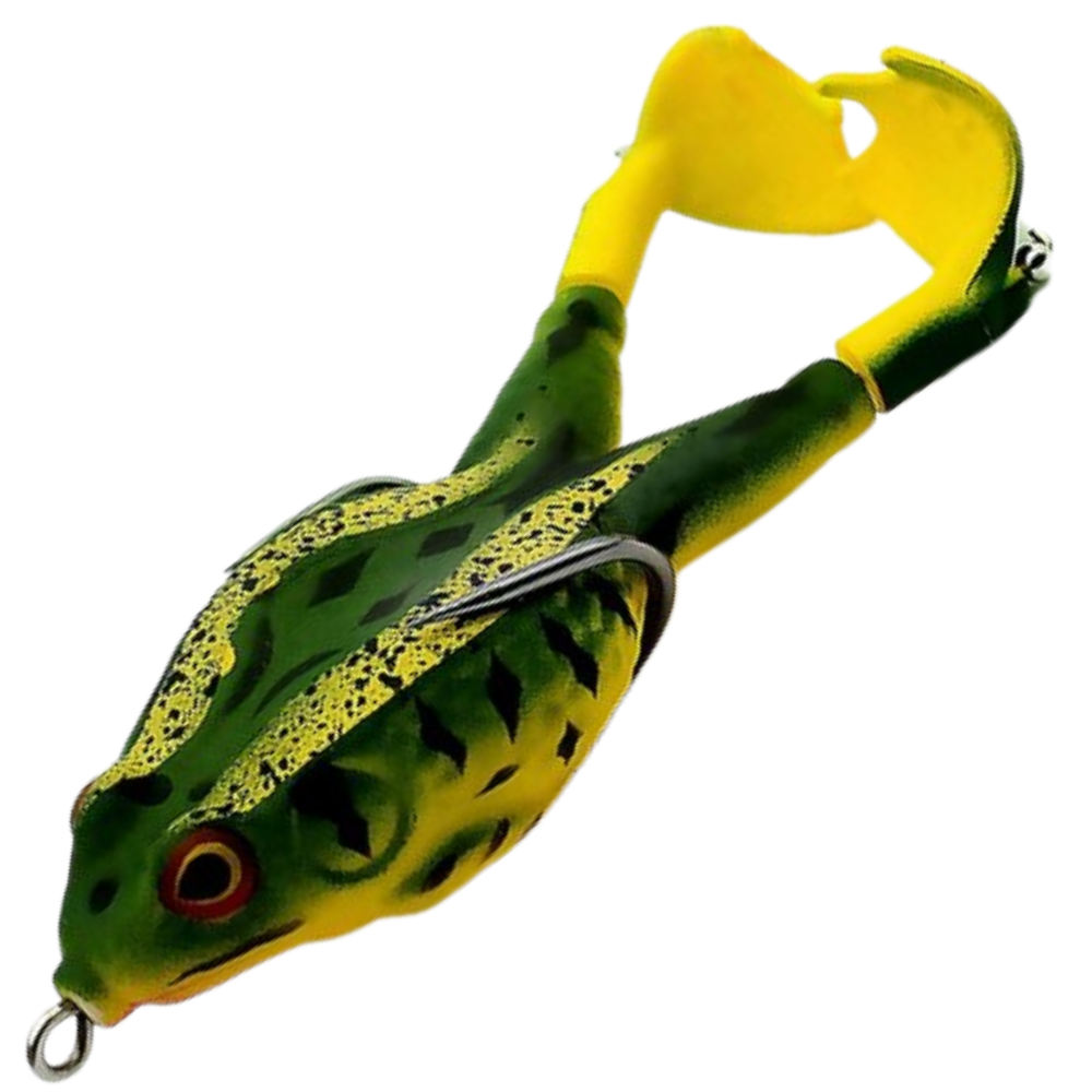 Leurre de pêche en silicone en forme de grenouille -Rayures jaunes/ - Ozerty