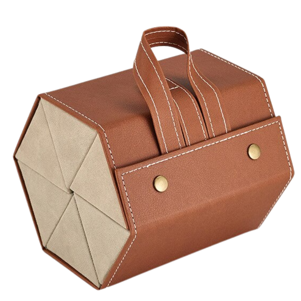 Boîte de rangement pour lunettes -Marron/6 fentes - Ozerty