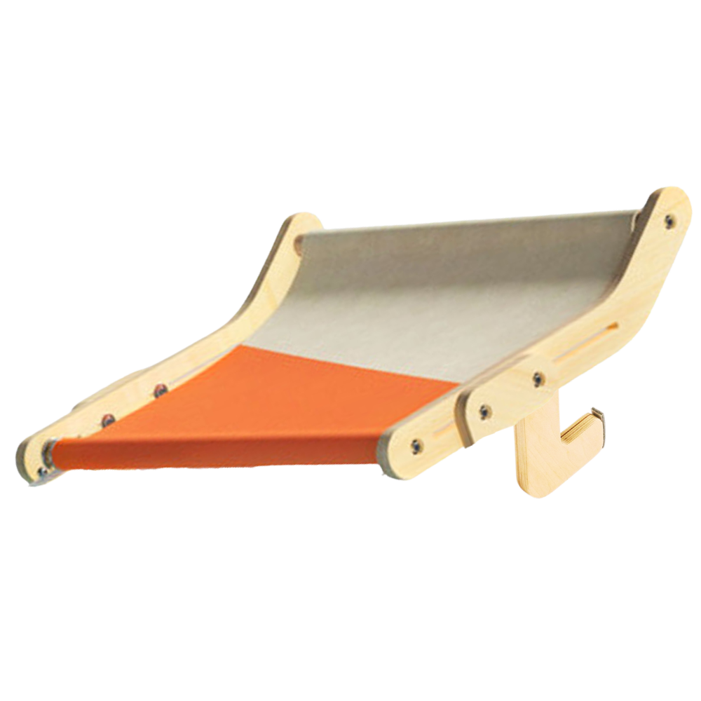 Perchoir de fenêtre en bois pour chat -Orange/   - Ozerty