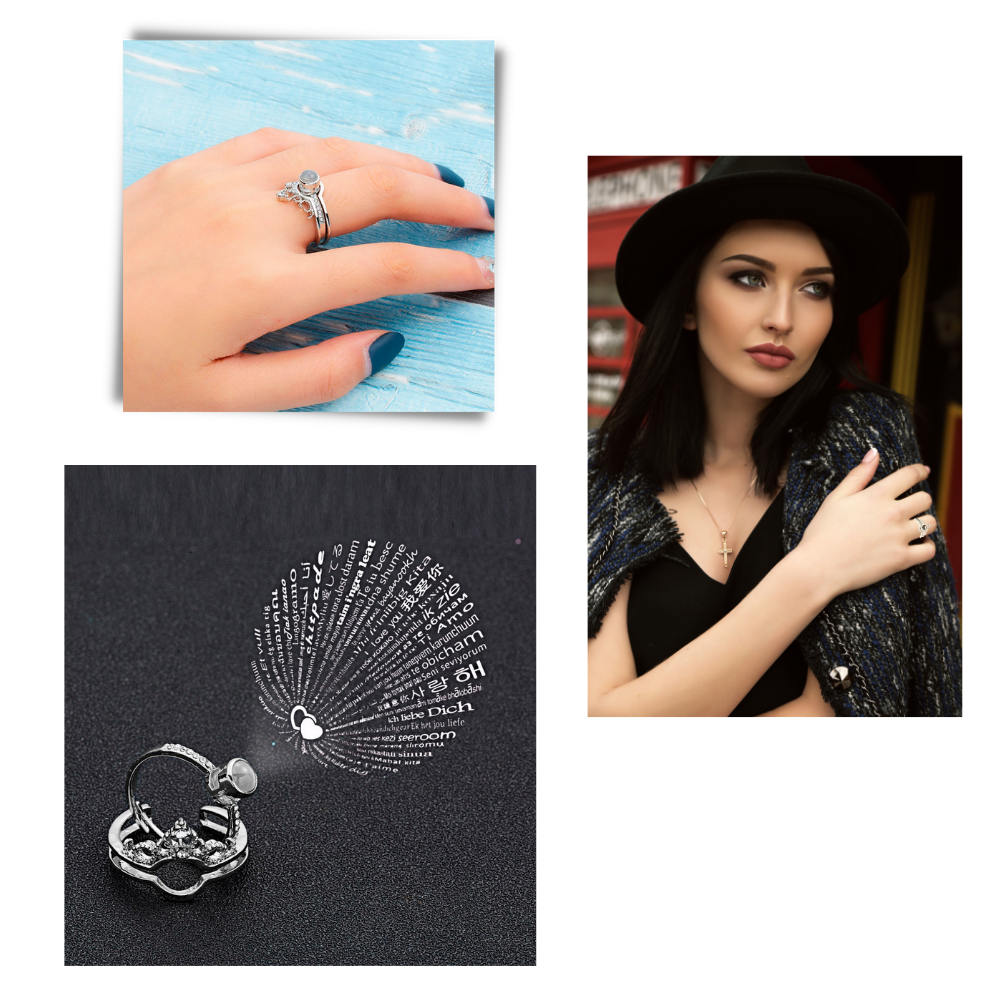 Belle bague "Je t'aime" en 100 langues - Ozerty