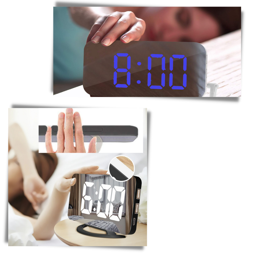 Miroir-réveil numérique multifonctionnel - Ozerty