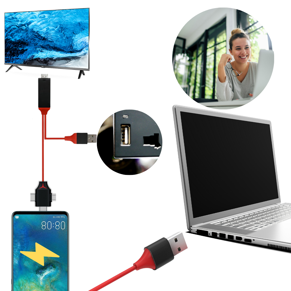 Câble adaptateur HDMI pour téléphones et tablettes - Ozerty