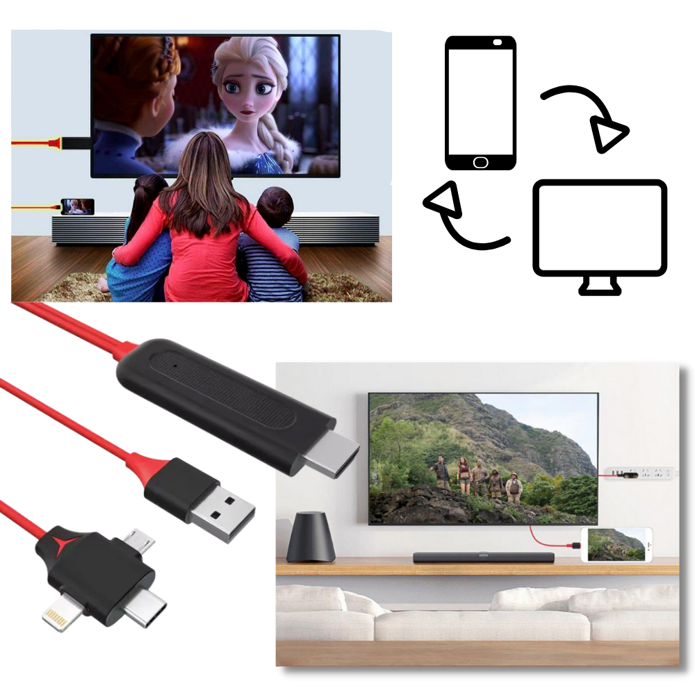 Câble adaptateur HDMI pour téléphones et tablettes - Ozerty
