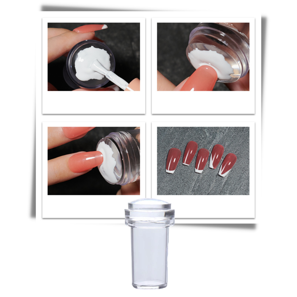 Kit d'estampage en silicone pour nail art avec grattoir - Ozerty