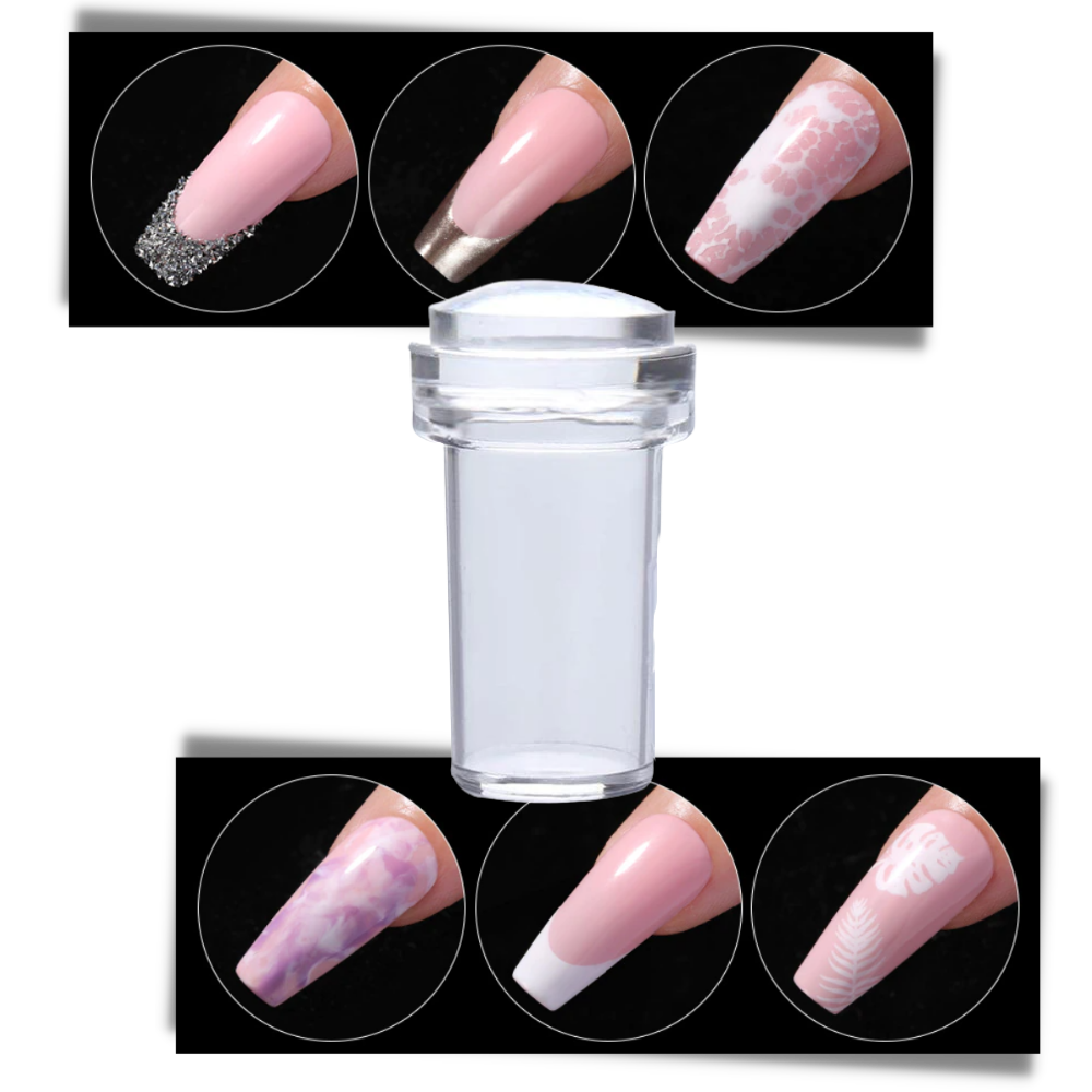 Kit d'estampage en silicone pour nail art avec grattoir - Ozerty