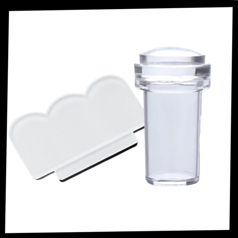 Kit d'estampage en silicone pour nail art avec grattoir - Ozerty