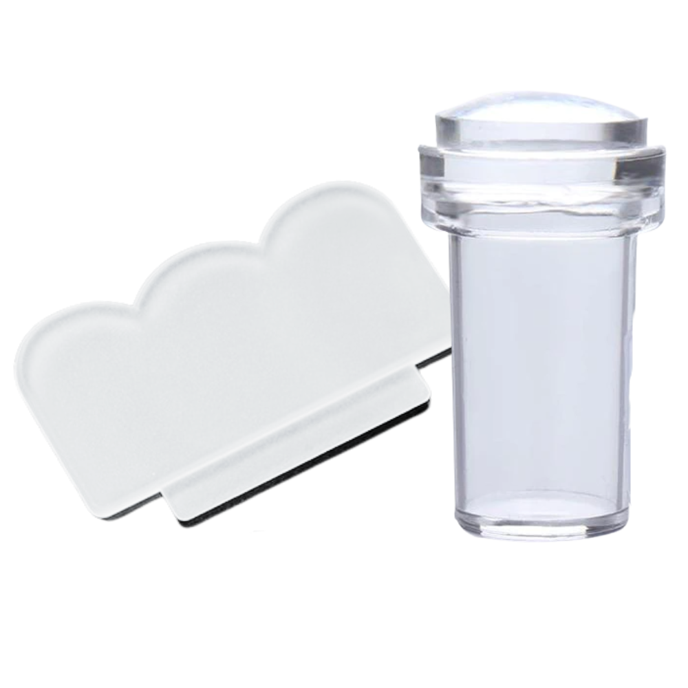Kit d'estampage en silicone pour nail art avec grattoir - Ozerty