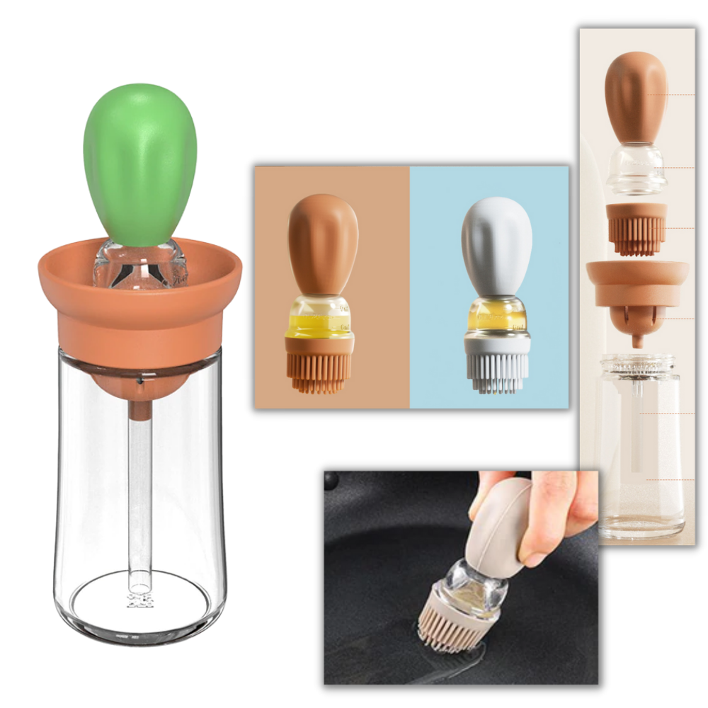 Bouteille d'huile en verre avec pinceau - Ozerty