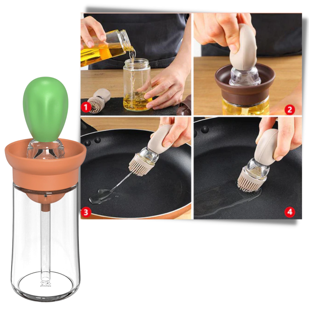 Bouteille d'huile en verre avec pinceau - Ozerty