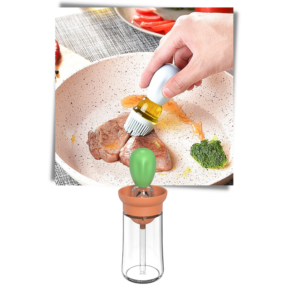 Bouteille d'huile en verre avec pinceau - Ozerty