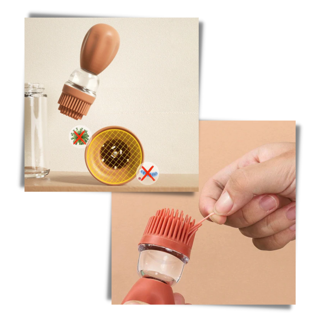 Bouteille d'huile en verre avec pinceau - Ozerty