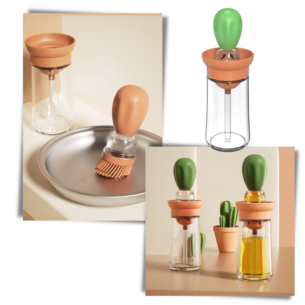 Bouteille d'huile en verre avec pinceau - Ozerty