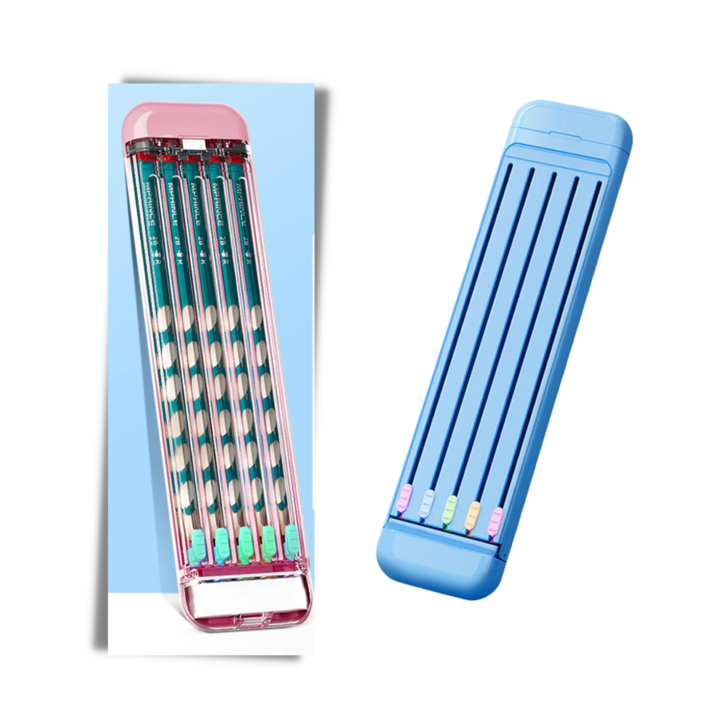 Trousse à crayons rigide avec crayons et règle - Ozerty