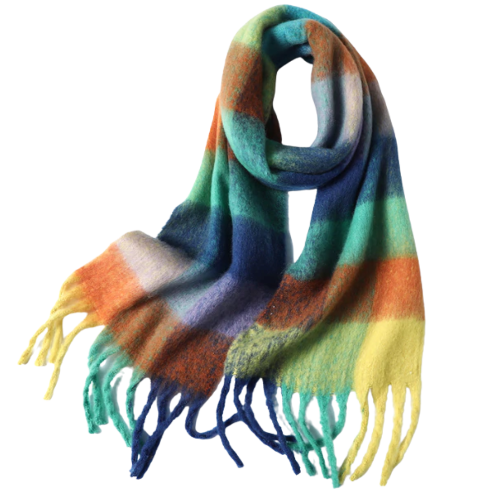 Écharpe d'hiver à carreaux pour femmes -Heureux/ - Ozerty