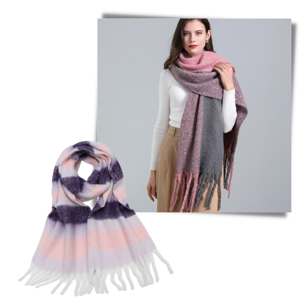 Écharpe d'hiver à carreaux pour femmes - Ozerty