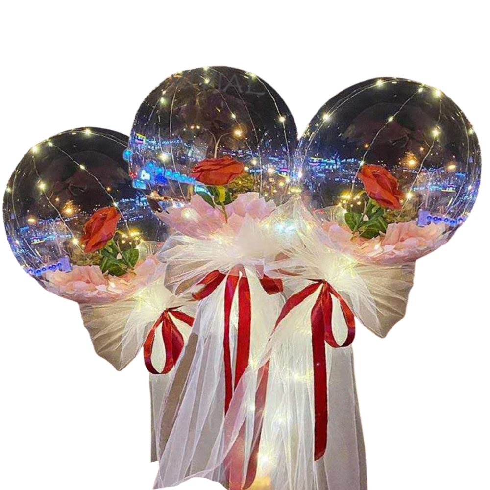 Magnifique ballon LED à rose - Ozerty