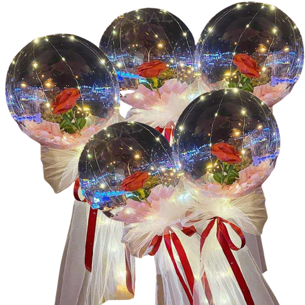 Magnifique ballon LED à rose - Ozerty