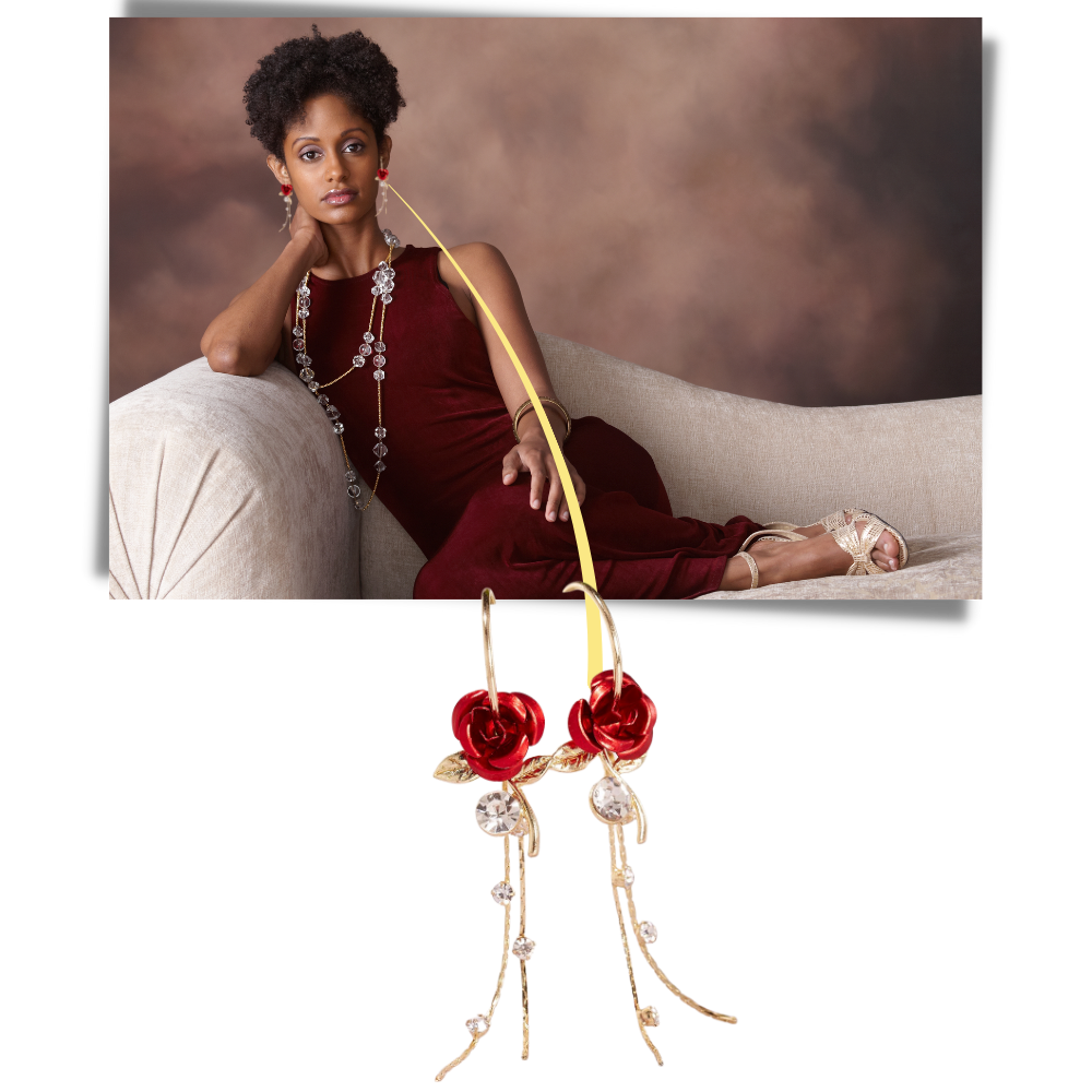 Boucles d'oreilles à glands en forme de roses - Ozerty