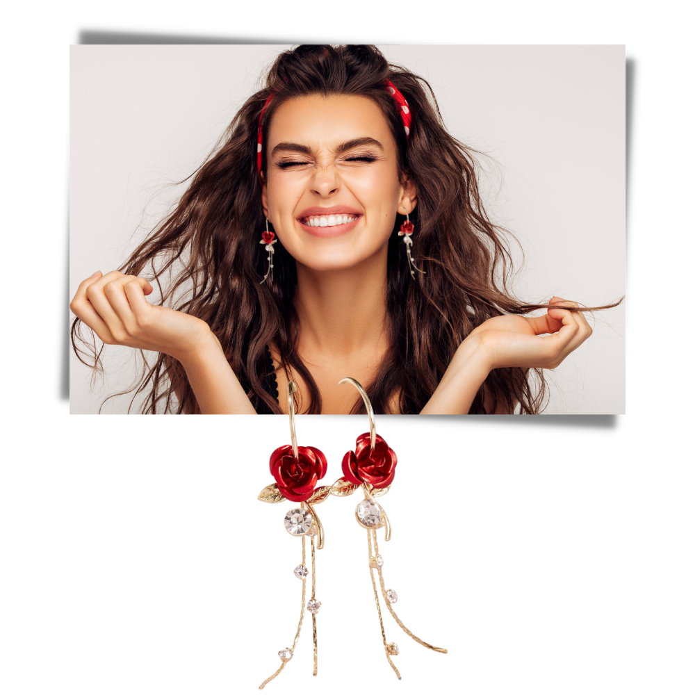 Boucles d'oreilles à glands en forme de roses - Ozerty