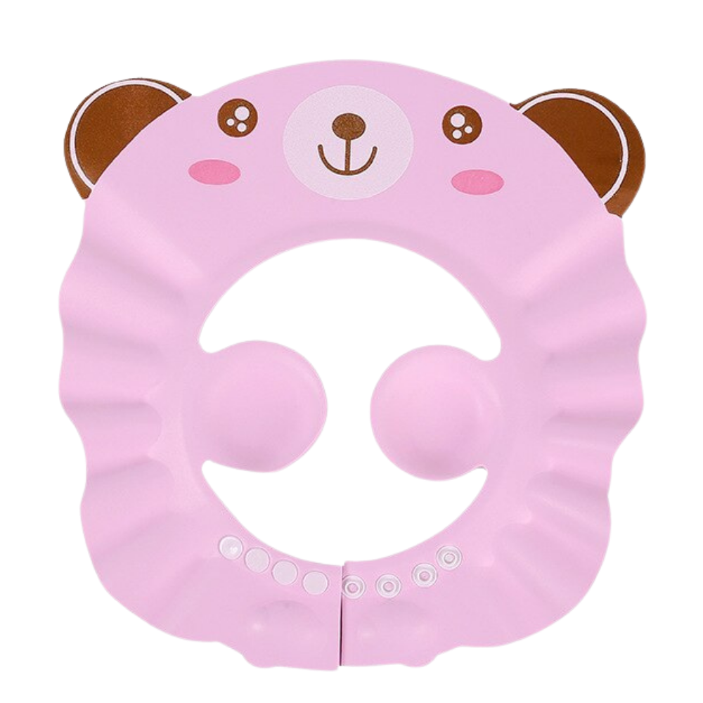 Bonnet de douche et protège-oreilles pour enfants -Rose/Ours - Ozerty