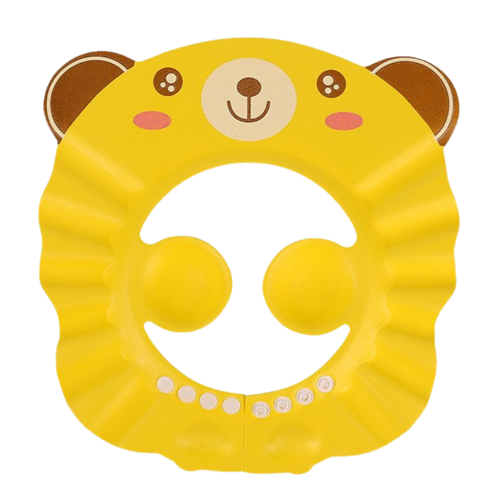 Bonnet de douche et protège-oreilles pour enfants -Jaune/Ours - Ozerty