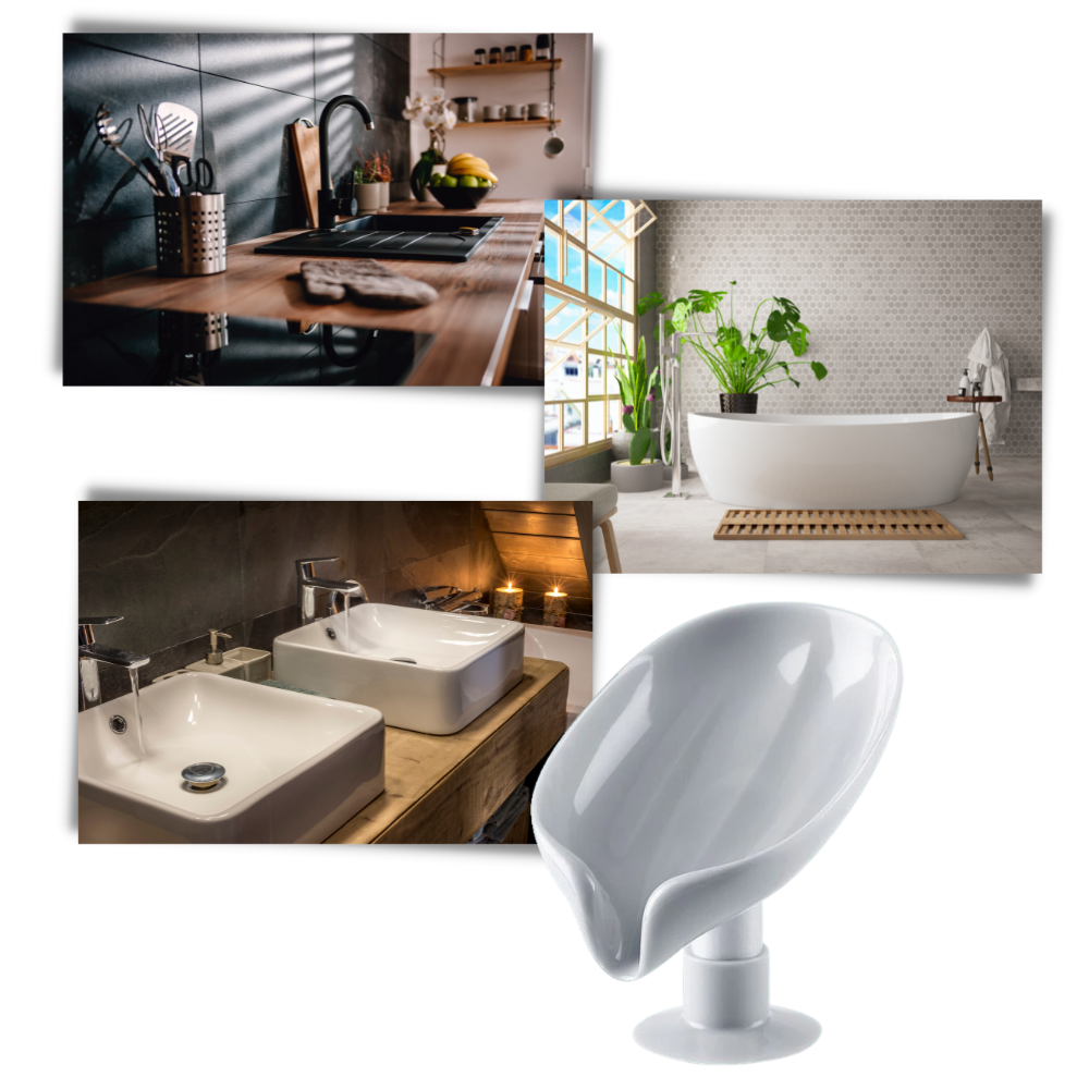 Porte-savon en forme de feuille avec égouttoir - Ozerty