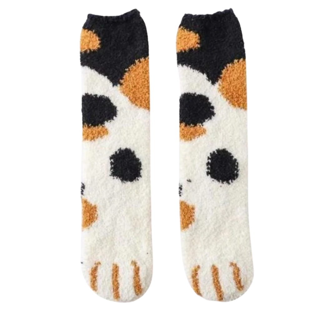 Chaussettes d'hiver en pattes de chat -Taches noir/   - Ozerty