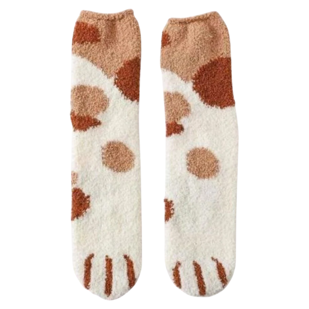 Chaussettes d'hiver en pattes de chat -Taches marron/   - Ozerty