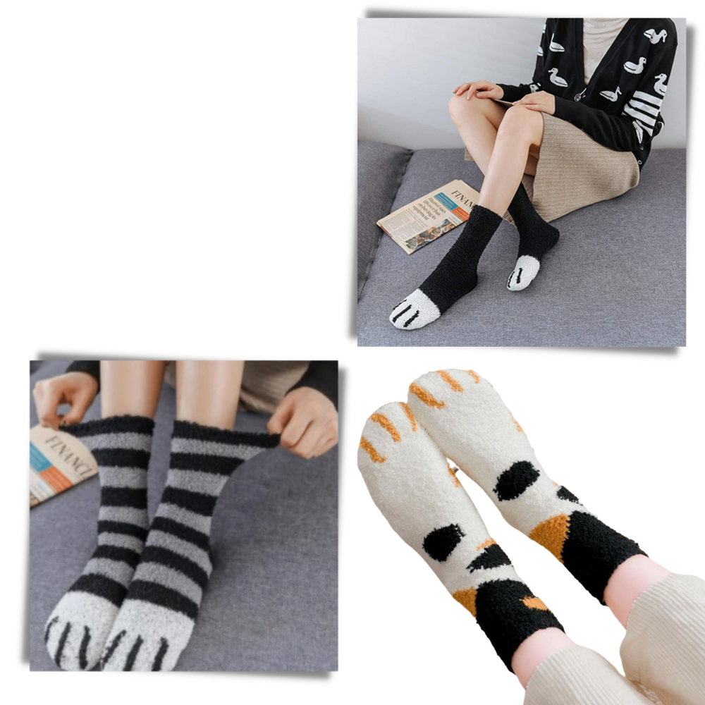 Chaussettes d'hiver en pattes de chat - Ozerty