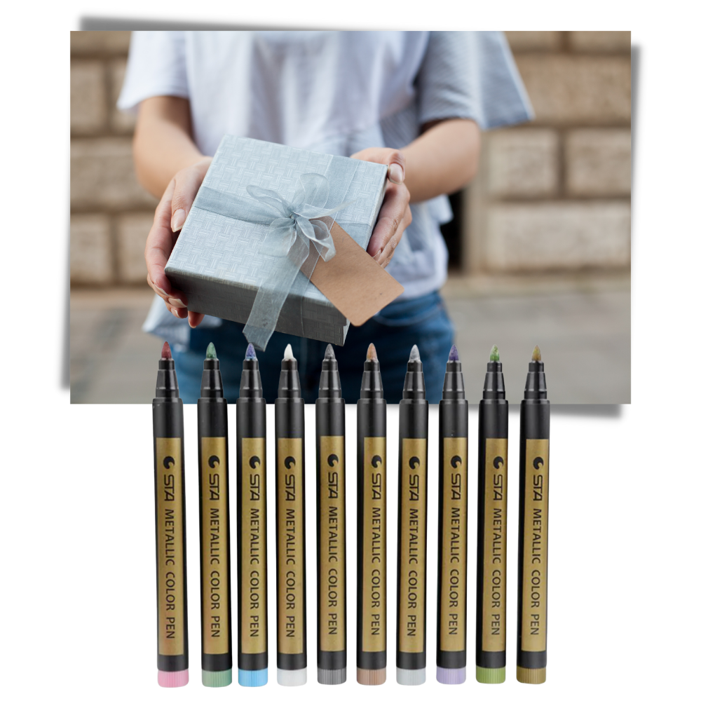 Lot de 10 marqueurs de couleurs métalliques - Ozerty