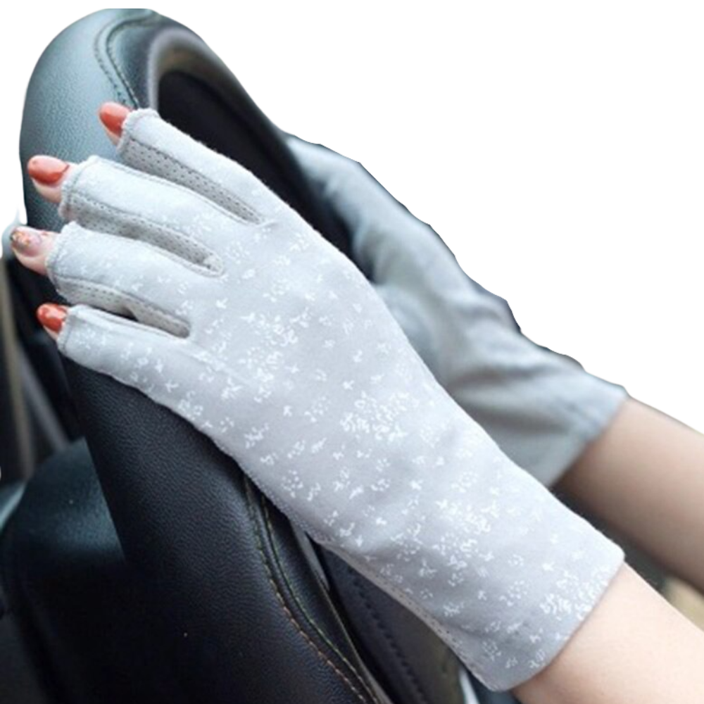 Gants élégants en coton anti-UV -Gris/   - Ozerty