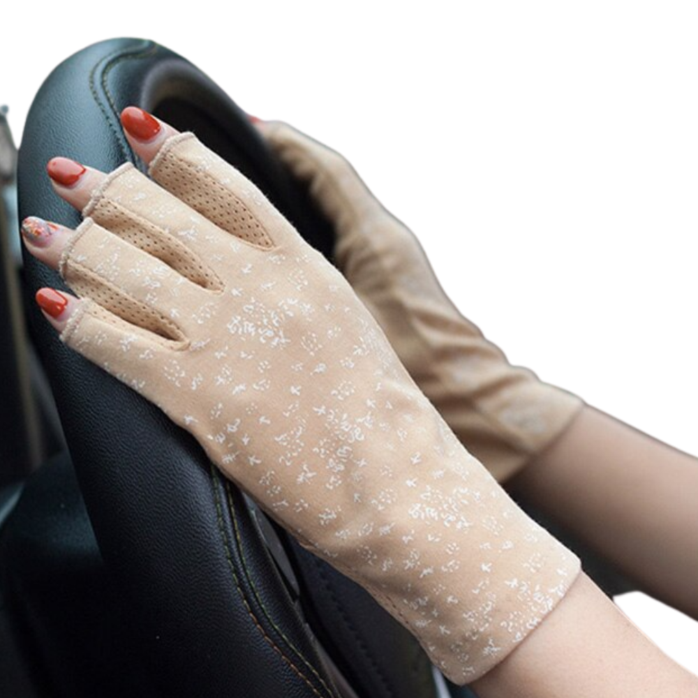 Gants élégants en coton anti-UV -Kaki/   - Ozerty