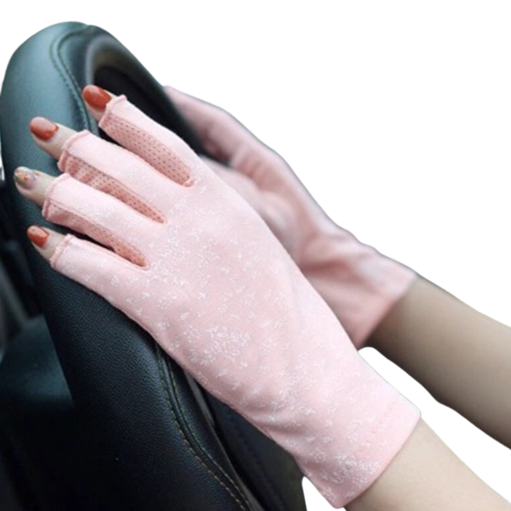 Gants élégants en coton anti-UV -Rose/   - Ozerty