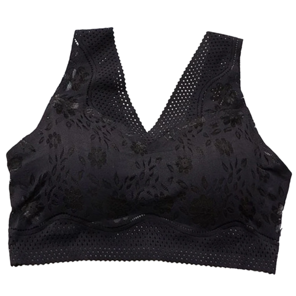 Soutien-gorge en dentelle respirant et sans couture -Noir/Xxl - Ozerty
