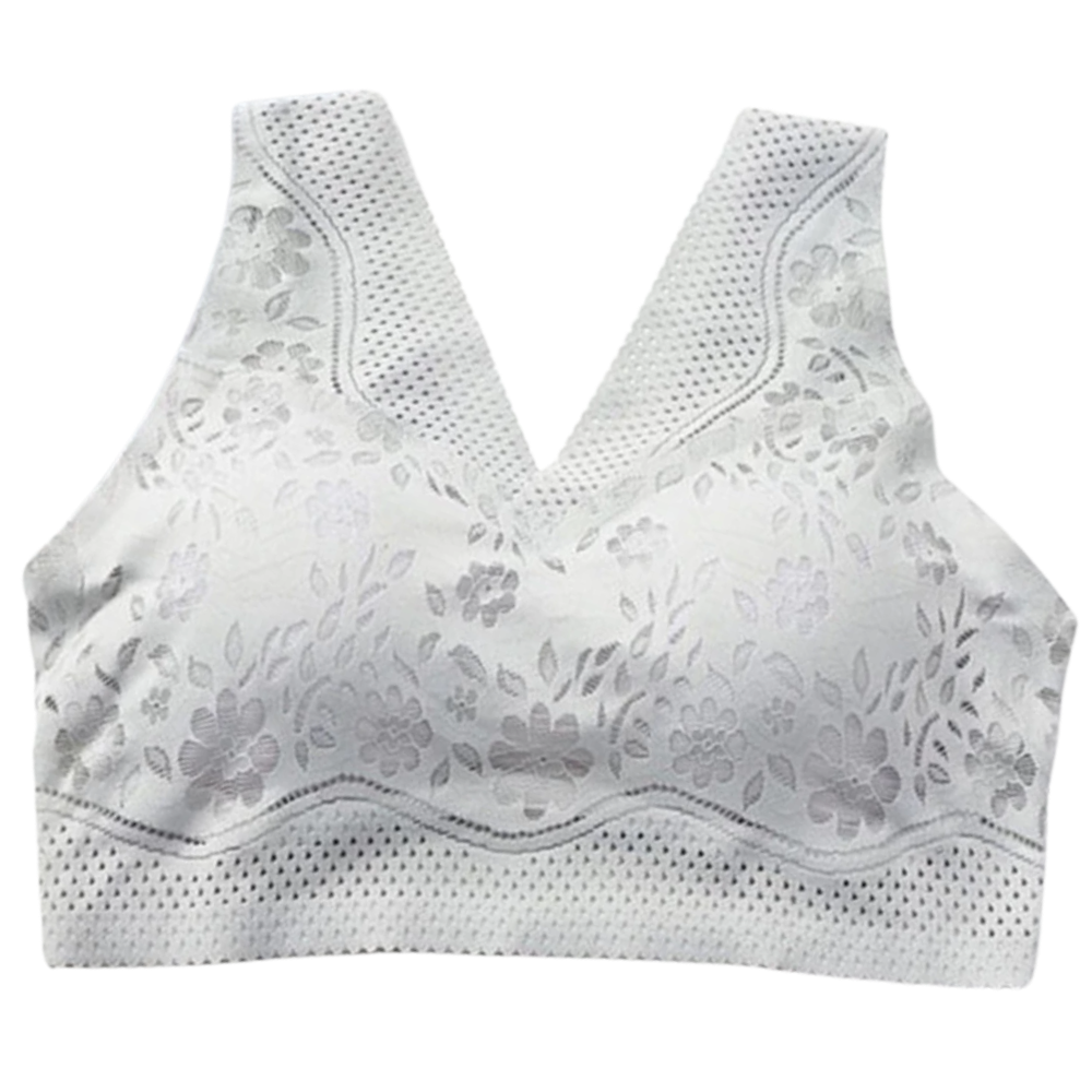 Soutien-gorge en dentelle respirant et sans couture -Gris/Xxl - Ozerty