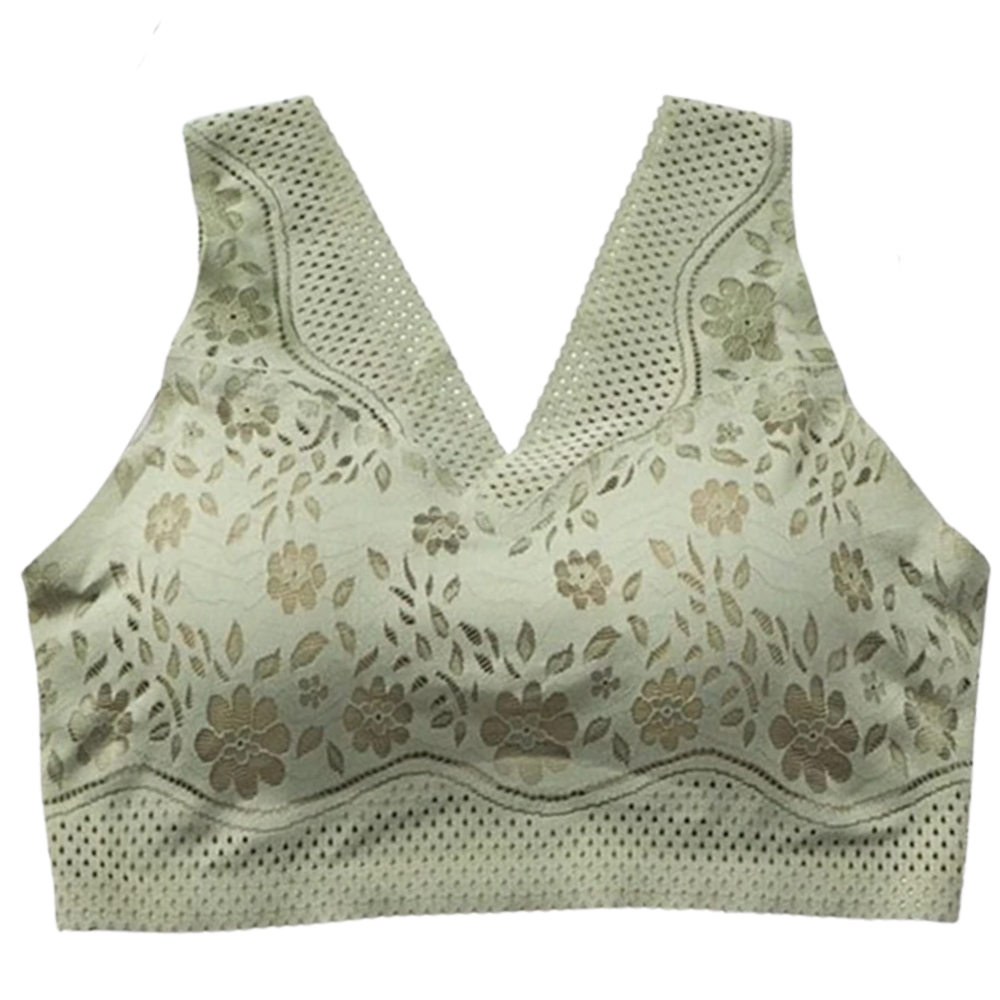 Soutien-gorge en dentelle respirant et sans couture -Vert/L - Ozerty