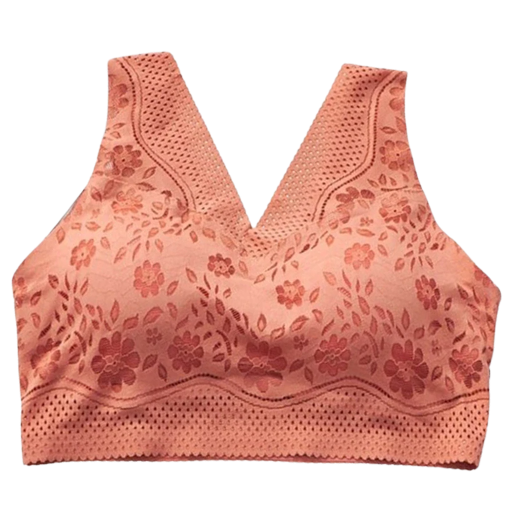 Soutien-gorge en dentelle respirant et sans couture -Orange/Xl - Ozerty