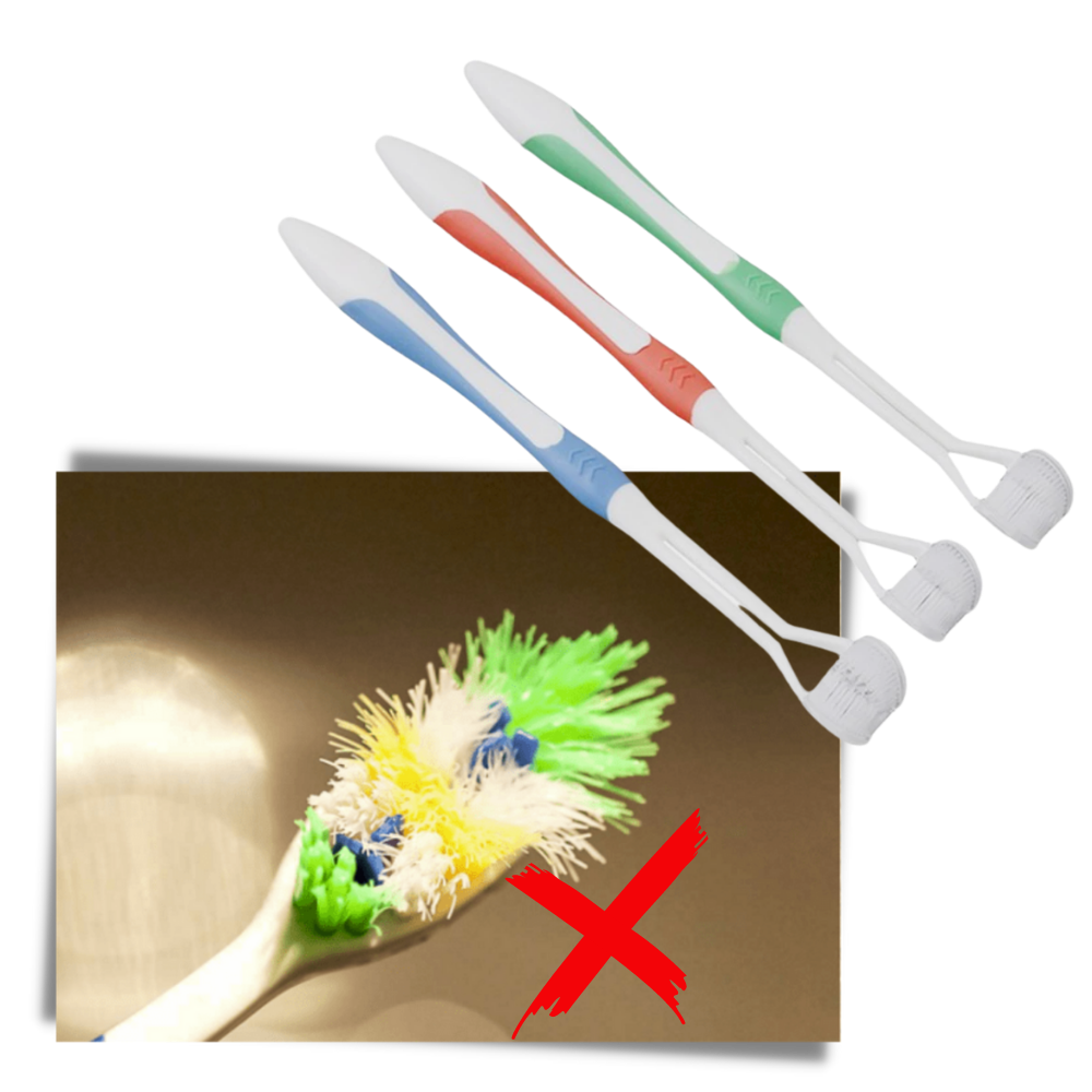 Brosse à dents à trois faces pour adultes et enfants - Ozerty