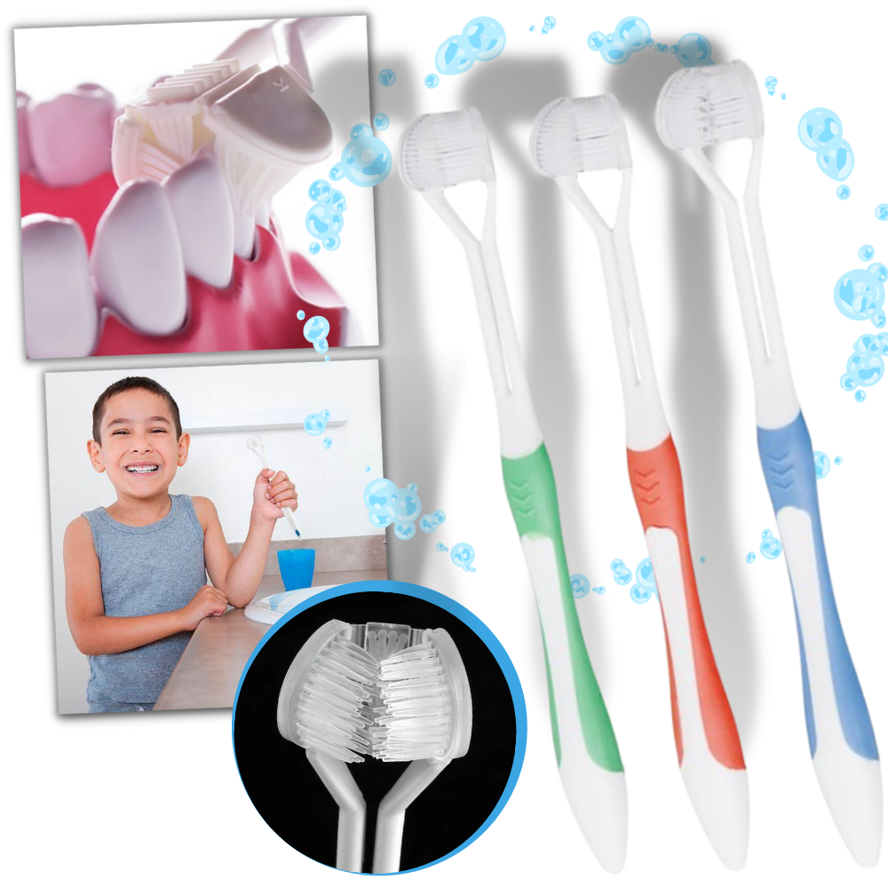 Brosse à dents à trois faces pour adultes et enfants - Ozerty