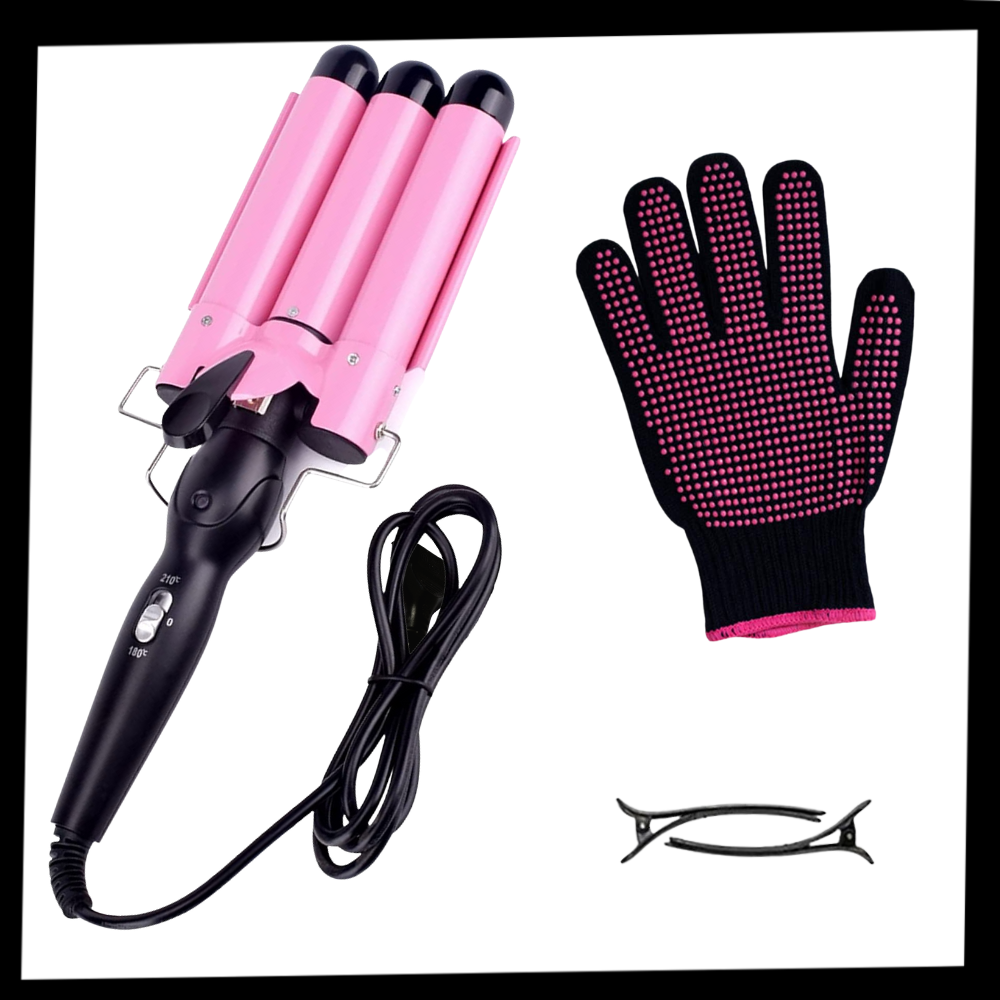 Fer à boucler en céramique à triple barillet - Ozerty