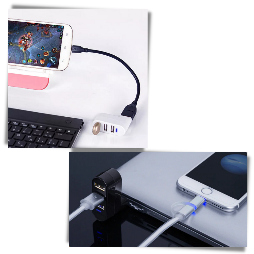 Adaptateur rotatif USB multiport - Ozerty