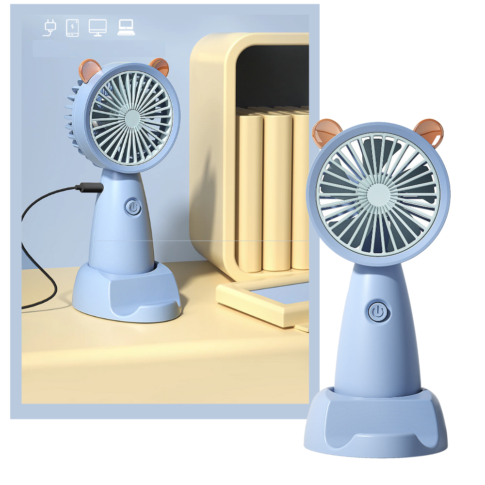 Mini ventilateur USB avec support pour téléphone - Ozerty