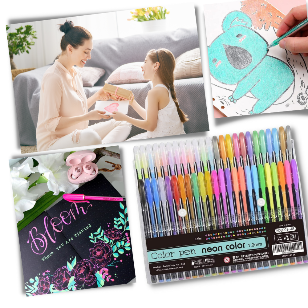 Set de 48 stylos gel pailletés - Ozerty