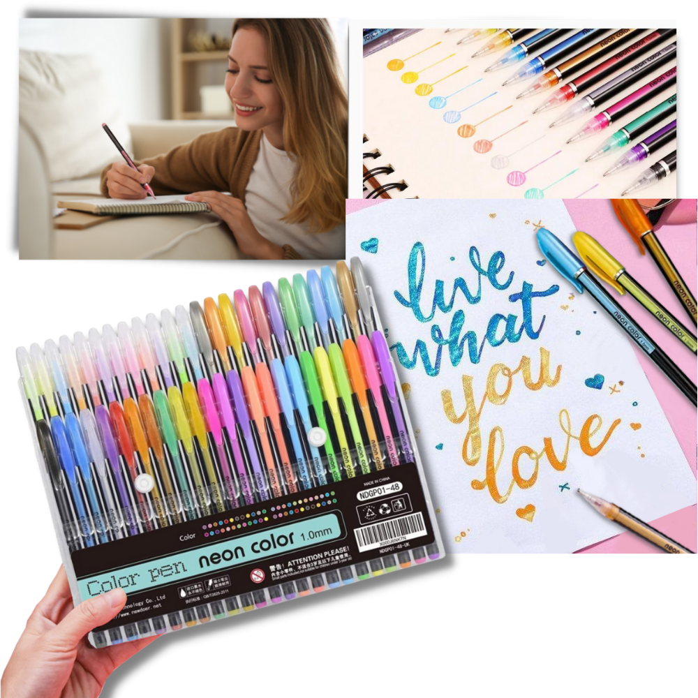 Set de 48 stylos gel pailletés - Ozerty