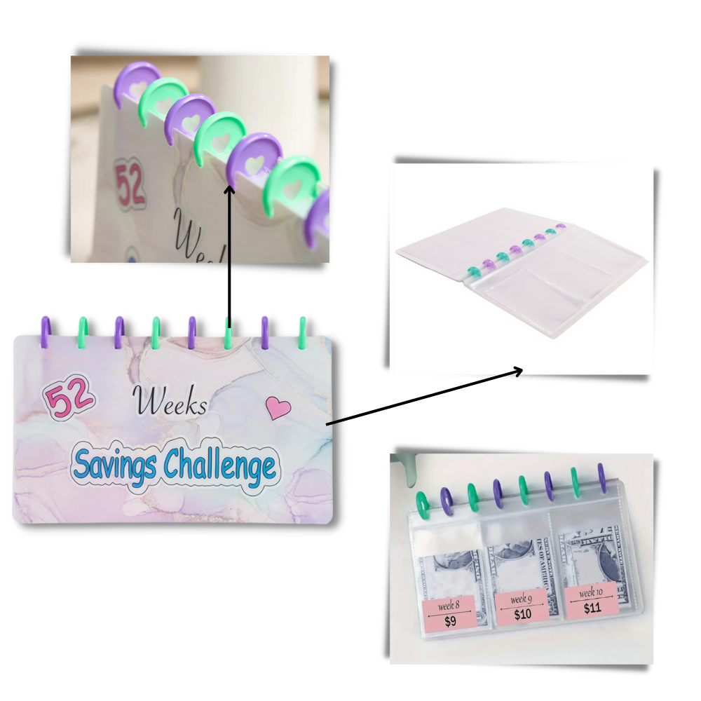 Classeur d'épargne complet de 52 semaines
- Ozerty