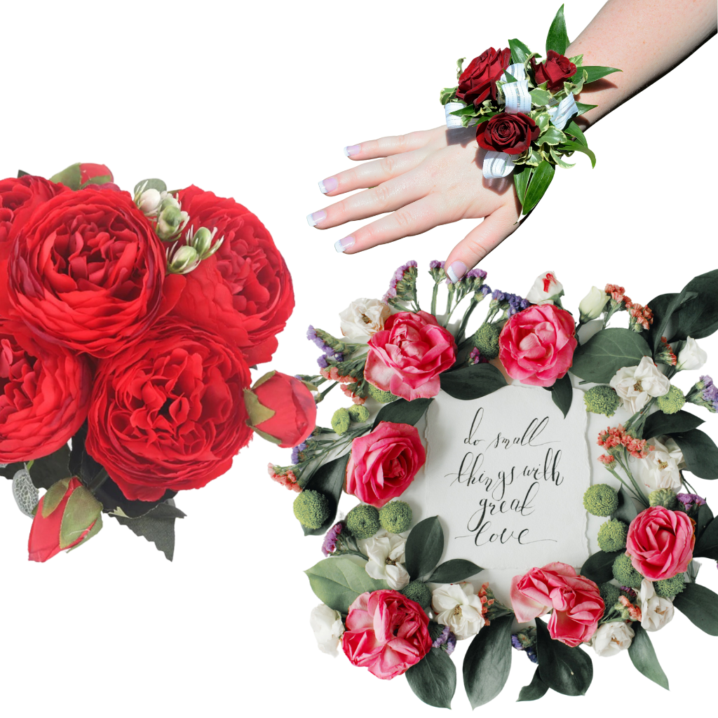 Bouquet de fleurs artificielles, pivoines et roses en soie - Ozerty