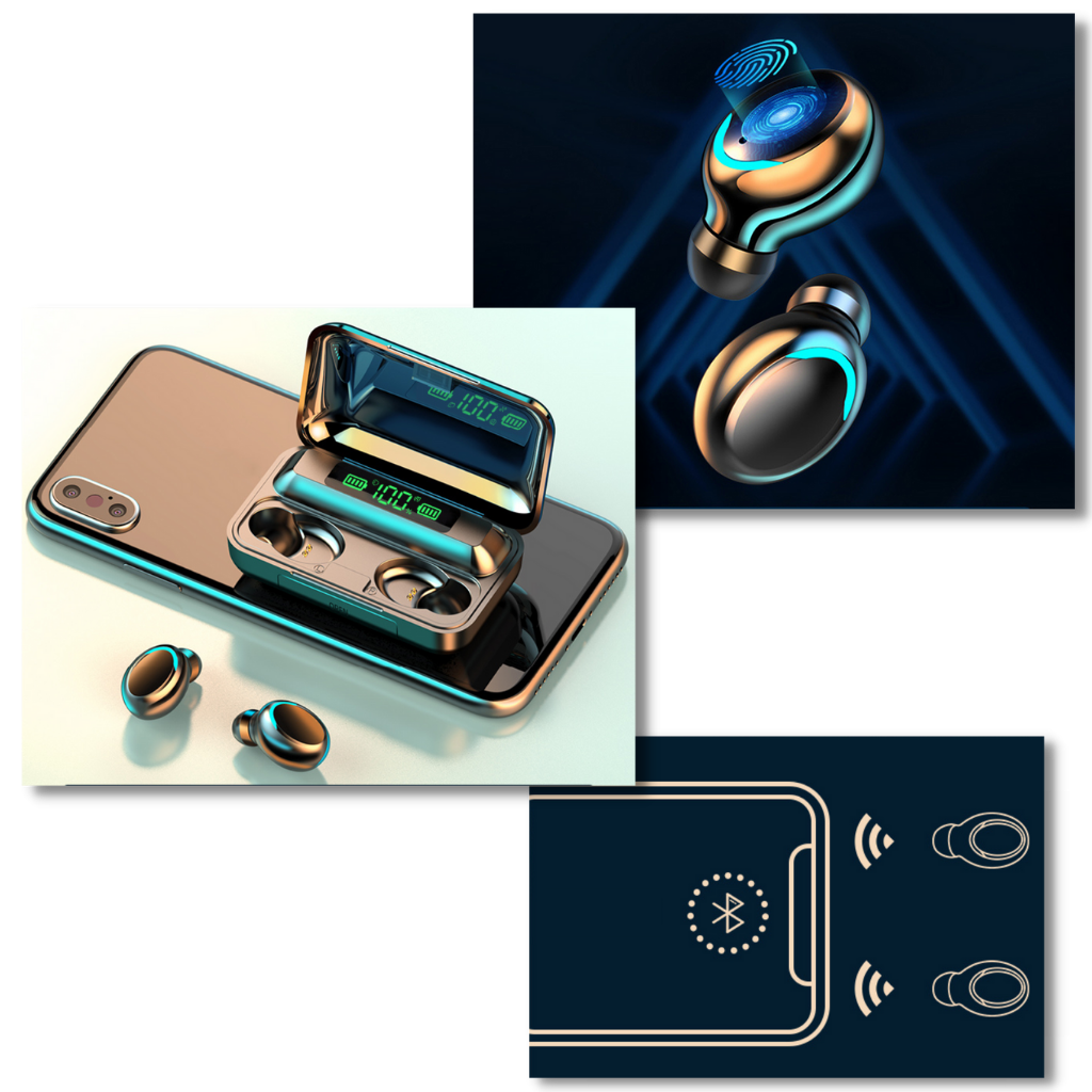 Écouteurs Bluetooth avec boîtier de chargement - Ozerty