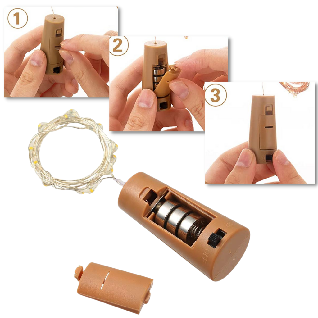 Guirlande lumineuse LED pour bouteille avec bouchon (lot de 3) - Ozerty