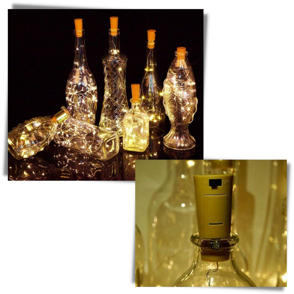 Guirlande lumineuse LED pour bouteille avec bouchon (lot de 3) - Ozerty