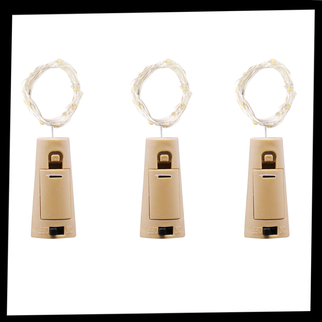 Guirlande lumineuse LED pour bouteille avec bouchon (lot de 3) - Ozerty